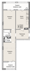 60,4 м², 2-комнатная квартира 8 500 000 ₽ - изображение 79