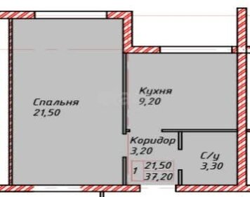 Квартира 40,2 м², 1-комнатная - изображение 1