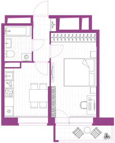 32,7 м², 1-комнатная квартира 6 408 768 ₽ - изображение 55