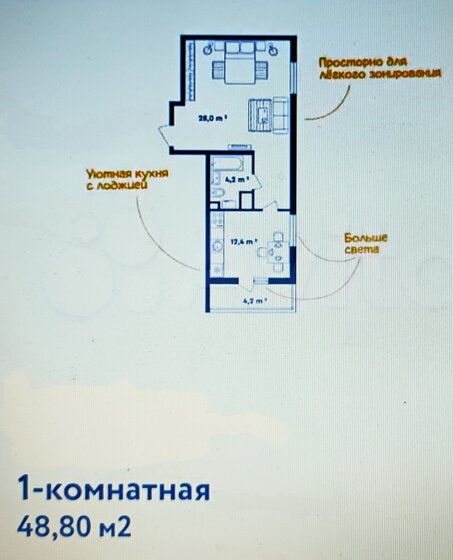48,8 м², 1-комнатная квартира 15 500 000 ₽ - изображение 1