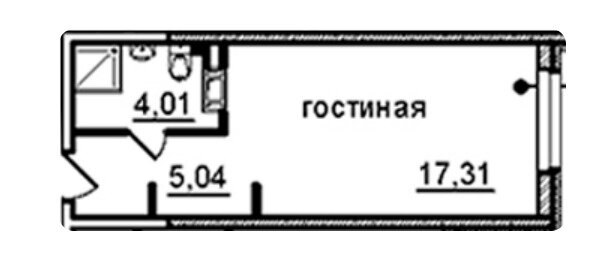 Квартира 26,4 м², студия - изображение 1