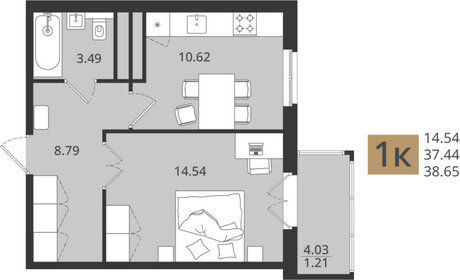 37,5 м², 1-комнатная квартира 6 929 066 ₽ - изображение 20