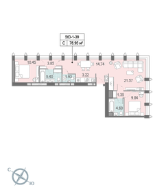 Квартира 76,8 м², студия - изображение 1