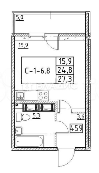 27 м², квартира-студия 11 200 000 ₽ - изображение 1