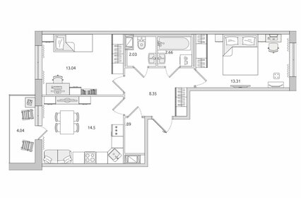 Квартира 60 м², 2-комнатная - изображение 1