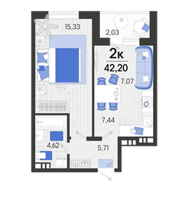 56,9 м², 3-комнатная квартира 4 850 000 ₽ - изображение 66