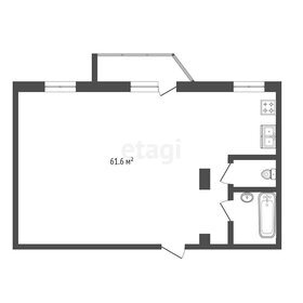 Квартира 61,6 м², 1-комнатная - изображение 1