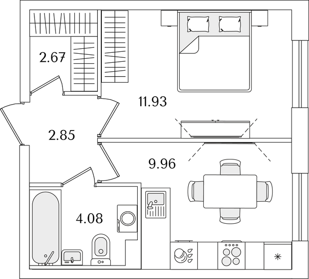 31,5 м², 1-комнатная квартира 7 956 705 ₽ - изображение 1