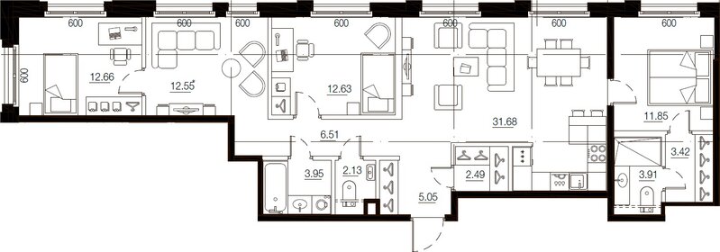 Квартира 108,8 м², 4-комнатная - изображение 1