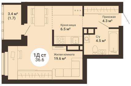 33,7 м², квартира-студия 4 900 000 ₽ - изображение 29