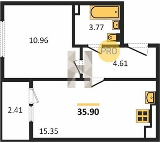 Квартира 35,9 м², 1-комнатная - изображение 1