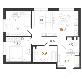 57,5 м², 2-комнатная квартира 16 236 356 ₽ - изображение 74