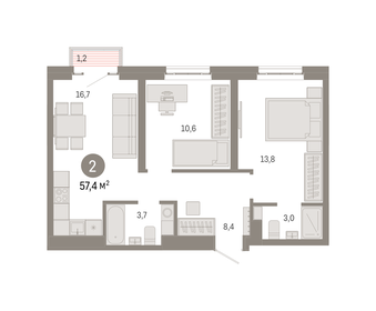 58,8 м², 2-комнатная квартира 20 170 000 ₽ - изображение 44