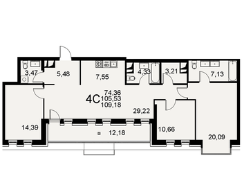 Квартира 109,2 м², 4-комнатная - изображение 1