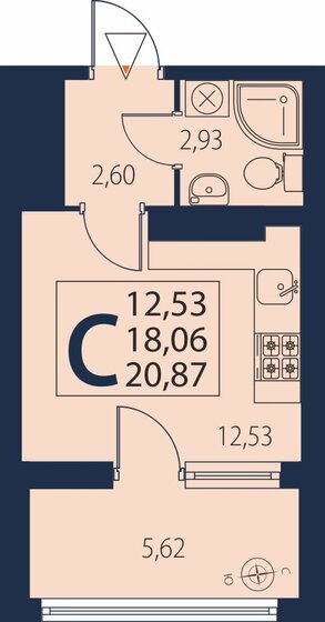 18,1 м², квартира-студия 4 800 000 ₽ - изображение 34