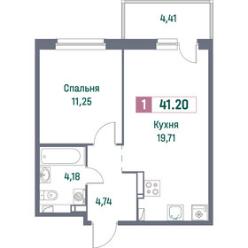 Квартира 41,2 м², 1-комнатная - изображение 1