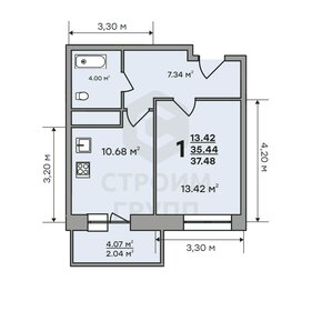 49,8 м², 2-комнатная квартира 4 400 000 ₽ - изображение 51