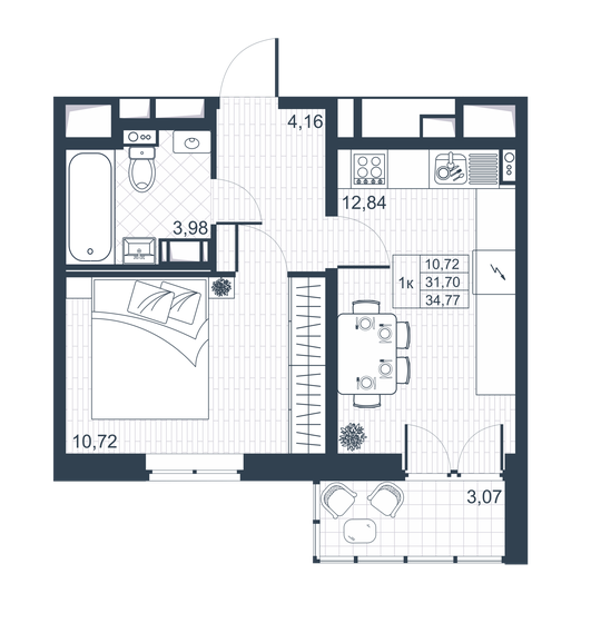 33,2 м², 1-комнатная квартира 4 853 040 ₽ - изображение 1