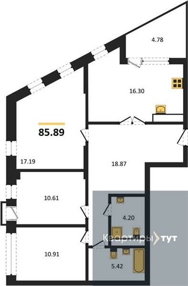 85,9 м², 3-комнатная квартира 12 781 939 ₽ - изображение 17