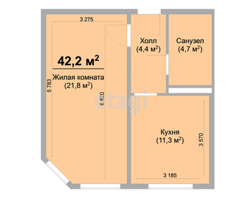 Квартира 42,2 м², 1-комнатная - изображение 1