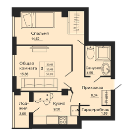 56 м², 2-комнатная квартира 5 999 999 ₽ - изображение 70