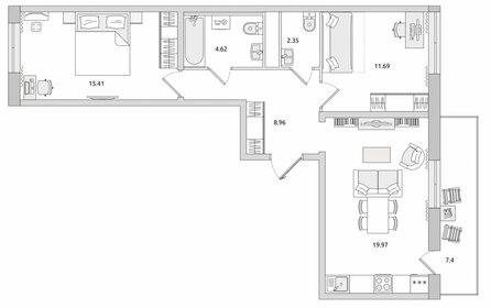 Квартира 63 м², 2-комнатная - изображение 1