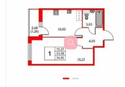 Квартира 35 м², 1-комнатная - изображение 1