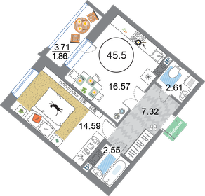 45,8 м², 1-комнатная квартира 12 970 125 ₽ - изображение 11