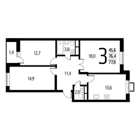 77,8 м², 3-комнатная квартира 16 392 460 ₽ - изображение 20