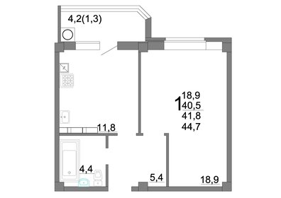 44,6 м², 1-комнатная квартира 5 435 000 ₽ - изображение 12