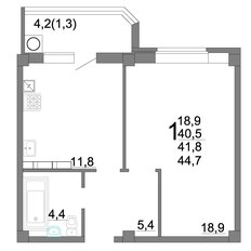 Квартира 44,7 м², 1-комнатная - изображение 3