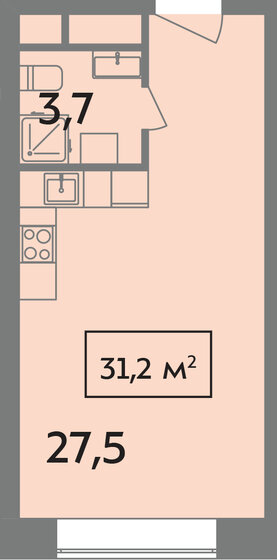 31,6 м², квартира-студия 10 538 600 ₽ - изображение 34