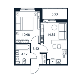 Квартира 34,7 м², 1-комнатная - изображение 1