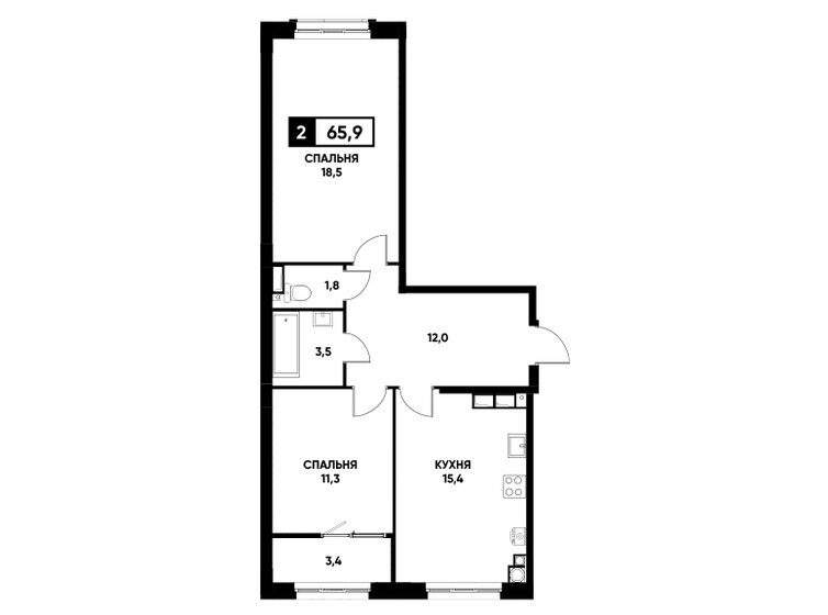 65,9 м², 2-комнатная квартира 5 865 100 ₽ - изображение 1