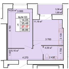 Квартира 37,2 м², 1-комнатная - изображение 2