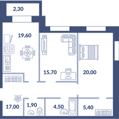 Квартира 88,1 м², 2-комнатная - изображение 4