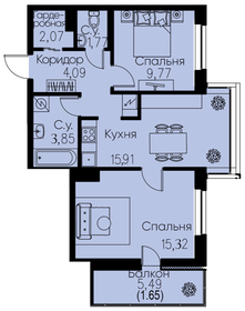 Квартира 54,4 м², 2-комнатная - изображение 1