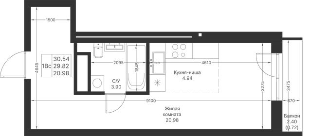 30 м², квартира-студия 6 990 000 ₽ - изображение 102