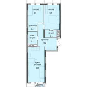 Квартира 63,3 м², 2-комнатная - изображение 1