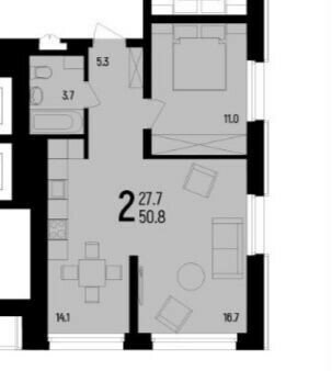 50 м², 2-комнатная квартира 7 400 000 ₽ - изображение 1