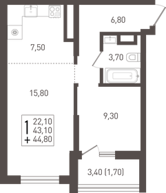 55,6 м², 1-комнатная квартира 6 300 000 ₽ - изображение 13