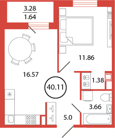 40,1 м², 1-комнатная квартира 7 075 404 ₽ - изображение 10