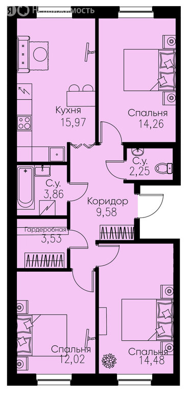 Варианты планировок клубный квартал «iD Park Pobedy» - планировка 9