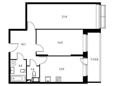 Квартира 70,6 м², 2-комнатная - изображение 1