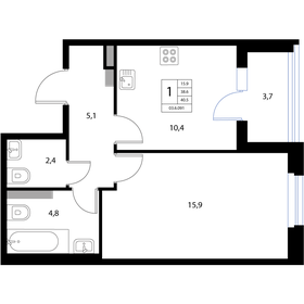 41 м², 1-комнатная квартира 6 490 000 ₽ - изображение 50