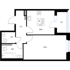 Квартира 40,5 м², 1-комнатная - изображение 2