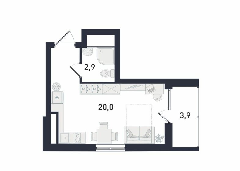26,5 м², квартира-студия 3 150 000 ₽ - изображение 22
