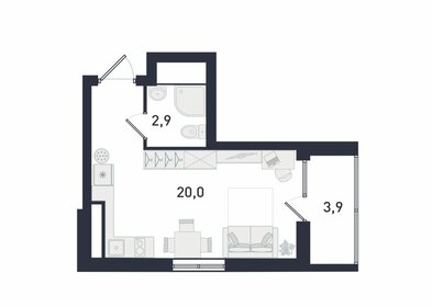 Квартира 26,5 м², студия - изображение 1