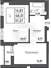 Квартира 51,4 м², 1-комнатная - изображение 1