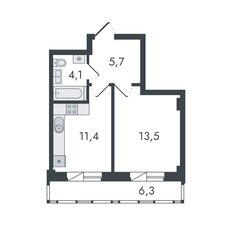 Квартира 41 м², 1-комнатная - изображение 2